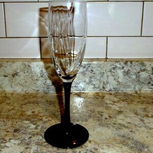*3* Luminarc Black Stem Domino made in France Champagne Flutes